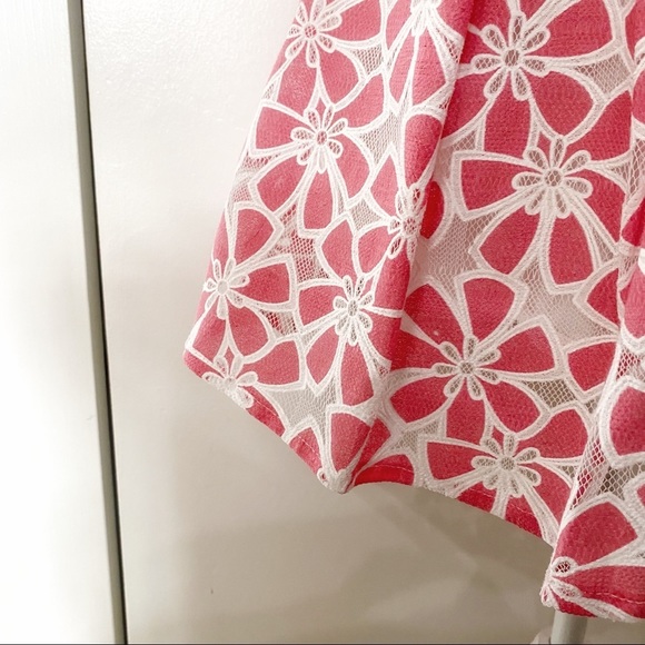 𝅺l'atiste BY AMY PINK WHITE TULLE FLORAL MINI A-LINE  SLEEVELESS COCKTAIL DRESS - Picture 7 of 11